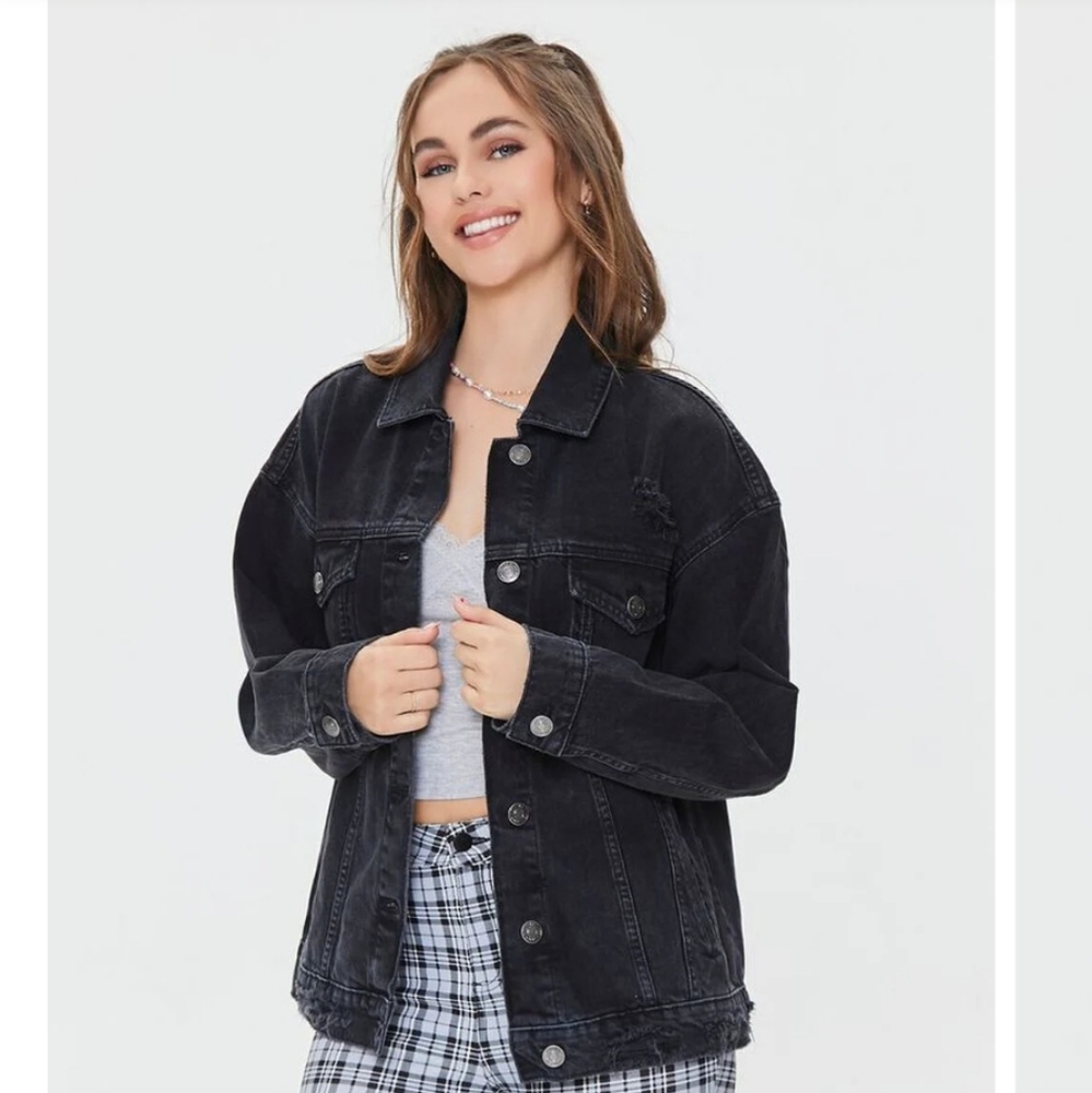 Basic Organically Grown Cotton Denim Jacket by Forever 21, size Medium